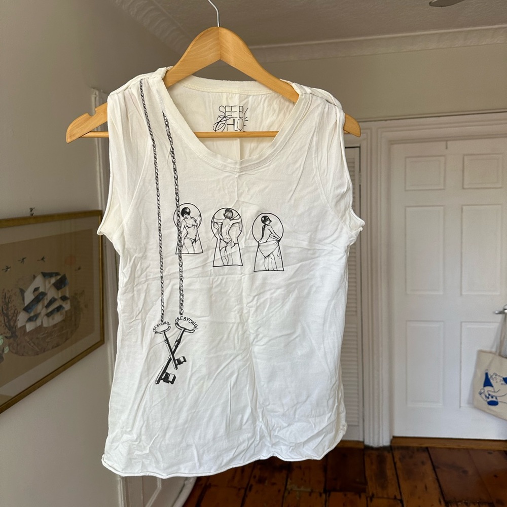 See by Chloe keyhole print top y2k vintage size small